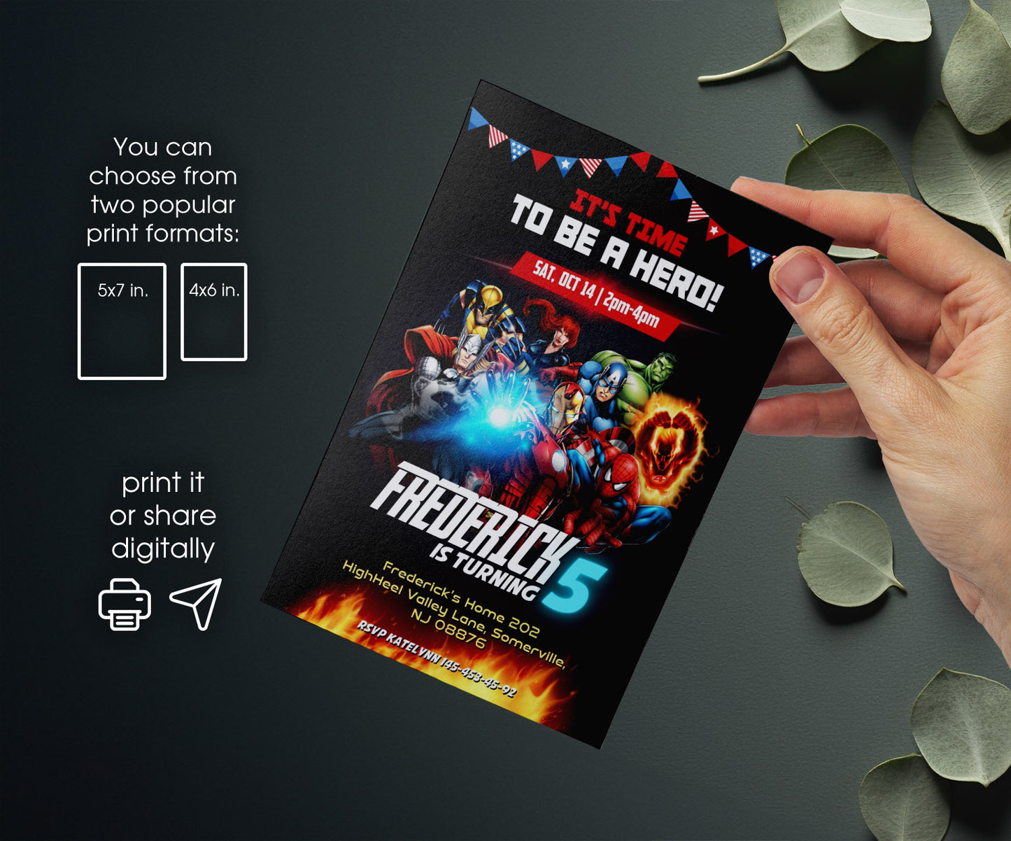 Avengers Marvel Superheroinvite template, customizable, Share or Print, boy | VN112