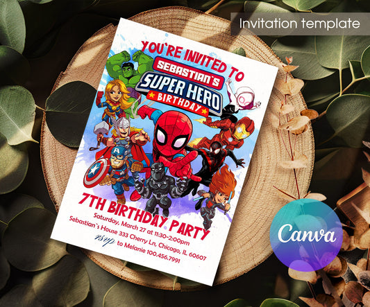 Avengers Marvel Superheroinvite template, customizable, Share or Print, boy | RP575