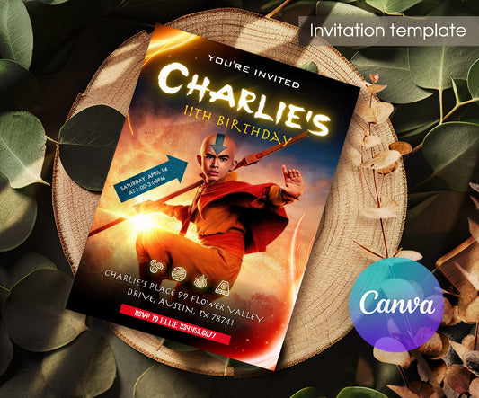 Avatar The Last Airbenderinvite template, customizable, Share or Print,  | VL990