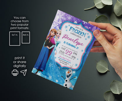 Frozen Elsainvite template, customizable, Share or Print, girl | RX412