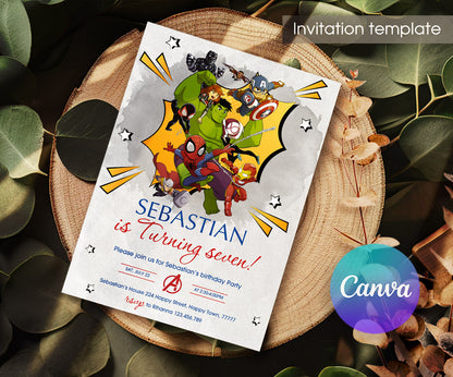 Avengers Marvel Superheroinvite template, customizable, Share or Print, boy | LP590