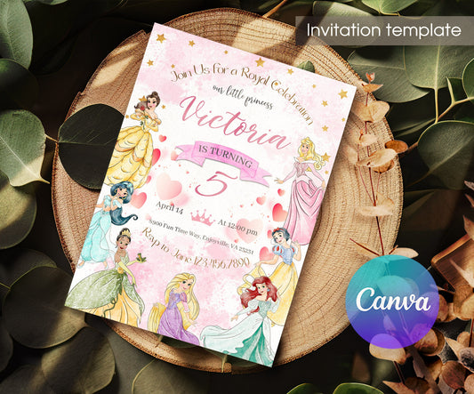 Disney Princessinvite template, customizable, Share or Print, girl | KJ847