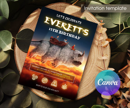 Avatar The Last Airbenderinvite template, customizable, Share or Print,  | AH884