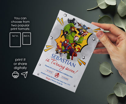 Avengers Marvel Superheroinvite template, customizable, Share or Print, boy | LP590