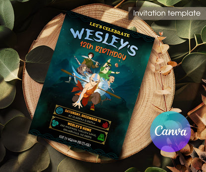 Avatar The Last Airbenderinvite template, customizable, Share or Print,  | DH072